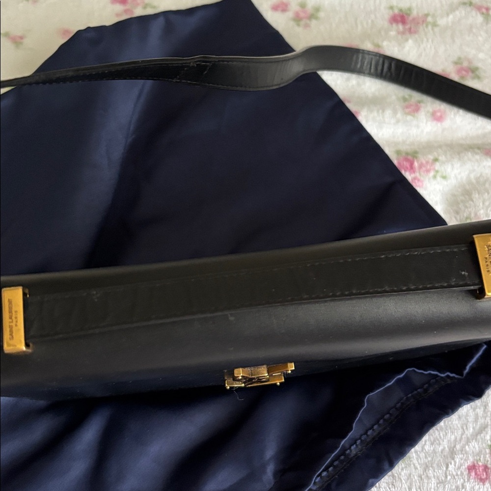 Yves Saint Laurent 💯 Authentic Midnight Black/ Blue Crossbody Bag - Picture 7 of 8